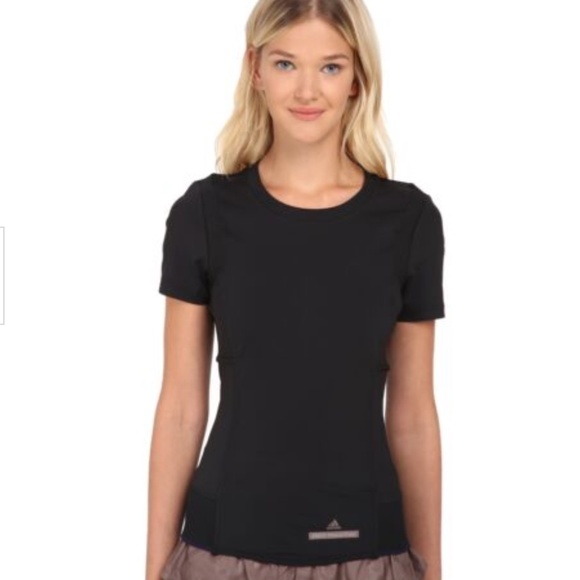 adidas by Stella McCartney Women's Black Perf Run Tee Top CLIMALITE Size M - Picture 1 of 8